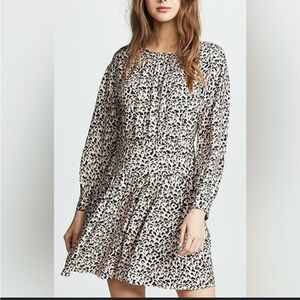 Rebecca Taylor Black and Cream Long Sleeve Dress